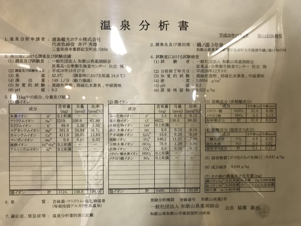 ホテル浦島　温泉分析書（磯の湯2）